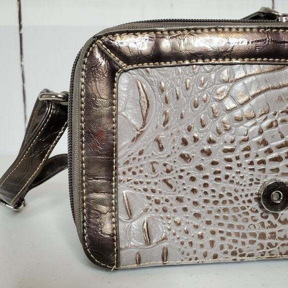 Marc Chantal Faux Snakeskin Embossed Patent Leather Organizer Crossbody Bag - Picture 9 of 14